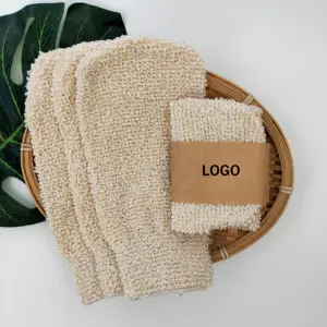 Eco Friendly Natural Reusable Exfoliating Jute Bath Gloves Sisal Mitt Comfortable Washing Gloves Body Exfoliating Gloves