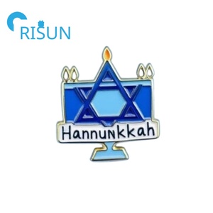 Usine métal personnalisé joyeux Hanoukka festival juif épingles <span class=keywords><strong>de</strong></span> vacances juif israël état épinglette broche émail menorah épingle insigne - Product Image 5