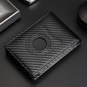 Minibook-billetera <span class=keywords><strong>de</strong></span> cuero genuino para hombre, billetera <span class=keywords><strong>de</strong></span> fibra <span class=keywords><strong>de</strong></span> carbono lisa, con logotipo personalizado, nuevo estilo - Product Image 1