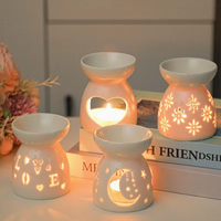 Meilleure vente transfrontalière : Brûleur d'huiles essentielles en céramique blanche creuse, chauffe-cire aromatique pour bougie chauffe-plat, décoration pour la maison et la chambre