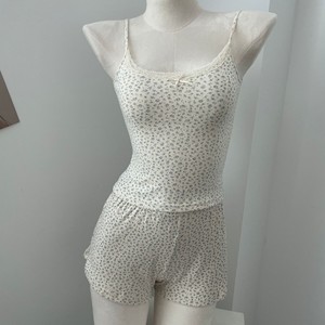 Brandy BM floreale due pezzi Set <span class=keywords><strong>pigiama</strong></span> da casa 100% canotta di cotone elastico vita Hot Pants canottiera per abbigliamento femminile - Product Image 6