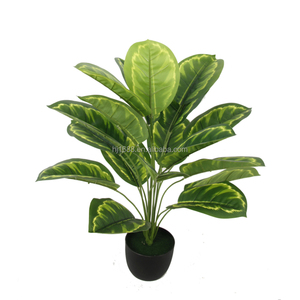 Decoración del hogar de alta simulación de plástico hojas grandes de imitación verde maceta bonsái Taro planta Artificial Alocasia para oficina interior - Product Image 6