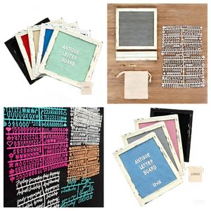 Petit tableau en feutre 12x5 avec 356 lettres, chiffres et symboles, mini tableau de messages modifiable avec cadre en bois, cadre rustique - Product Image 6