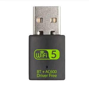 600mpbs usb 와이파이 블루투스 어댑터 무선 네트워크 카드 802.11ac 와이파이 동글 수신기 블루투스 및 와이파이 어댑터 PC 2 에서 1