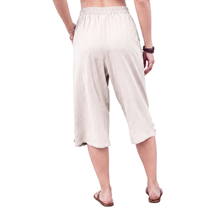 <span class=keywords><strong>Pantalones</strong></span> Casuales de Verano para Mujer, Personalizados de Fábrica, Cómodos, Transpirables, Cintura Elástica, Bolsillos con Botones, <span class=keywords><strong>Pantalones</strong></span> Capri de Lino, Plazo de Entrega de 15 Días - Product Image 2