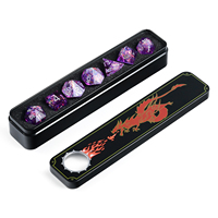Vente en gros usine : Ensemble de dés polyédriques D&D en résine à bords tranchants, personnalisé, 7 dés, pour jeux de rôle, violet