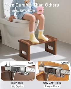 Taburete de Baño de Bambú, Taburete de Madera para Inodoro para Adultos, Antideslizante, Portátil, Escalones para Orinar y Defecar para Niños - Product Image 3