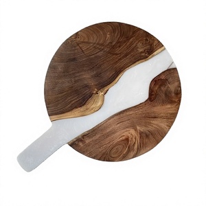 Planche de charcuterie en bois et résine de forme ronde durable pour ustensiles de cuisine, fruits et légumes, blocs à découper - Product Image 1
