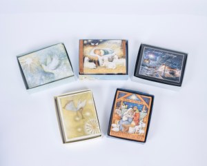 Ensemble de cartes de voeux de Noël papier enduit feuille d'argent gaufrage impression personnalisée <span class=keywords><strong>carte</strong></span> de vacances d'hiver avec boîte et <span class=keywords><strong>enveloppe</strong></span> - Product Image 1