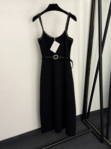 Robe décontractée pour femme avec nouvelle chaîne à motif jacquard <span class=keywords><strong>labyrinthe</strong></span> col perlé sangle tricotée - Product Image 2