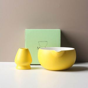 Eco-Friendly Modern Porcelain Matcha Bowl and Bamboo Whisk Durable Portable Classic <b>Tea</b> Preparation <b>Set</b> - Product Image 5