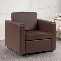 Usine En Gros Imperméables Tissu Cadre En Bois Massif Fauteuil Coussin Accent Chaise Abattre PU Cuir Canapé Simple
