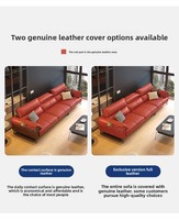 Meilleures ventes - Canapé en cuir brun de style mid-century moderne avec pieds en bois, dossier haut, rembourrage en éponge, meubles de salon