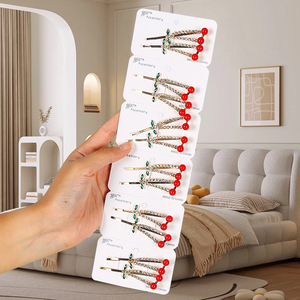 Pinza para el pelo de cereza con diamantes de imitación de 10 cm, pinza de punta para uso diario, accesorio para el cabello - Product Image 5