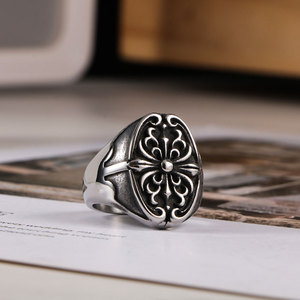 Men's Cross <b>Titanium</b> Steel <b>Ring</b> Space Gray SA650 Everyday Wear Jewelry - Product Image 1