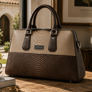 Sac de voyage à grande capacité en cuir PU avec motif crocodile gaufré et blocs de couleur, sac de week-end à bandoulière, OEM ODM - Product Image 2