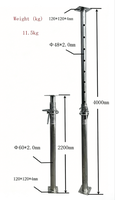 Puntales de Acero Ajustables de Alta Resistencia ZXZY para Encofrados y Andamios, 2.2m-4.0m, Galvanizados y Plegables