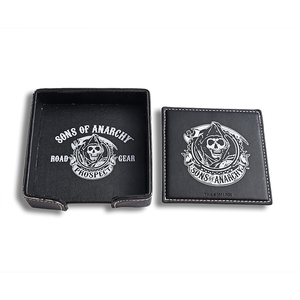Custom Promotional Hot Selling Pu Leather Black Square <b>Table</b> <b>Coaster</b> - Product Image 3