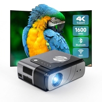 Proyektor 1600ANSI Baru dengan LCD Cahaya Siang Hari, TV Pintar Terbaru HD 4K 1080P Portabel WIFI untuk Luar Ruangan Lampu LED 5G