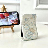 Miroir de poche pliable avec imprimé cerf et lys, miroir de protection à coque rigide, miroir fin et léger pour étudiant