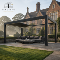 Pergola bioclimatique motorisée en aluminium imperméable avec structure thermolaquée pour extérieur, jardin, balcon, cour et terrasse