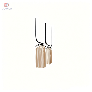 MOOKOO Double Row Floor Garment Rack Heavy Duty Black Metal <strong>Clothing</strong> Display Stand Bottom Hanging <strong>Rail</strong> Modern Retail - Product Image 2