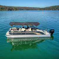 Bateau à pontons en aluminium sur mesure OEM de 19 à 27 pieds, 300 CV - Bateau de pêche et de fête avec remorque et moteur hors-bord, certifié CE ISO, directement de l'usine