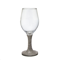 Vente en gros Verre sans plomb en cristal Gobelet à bordure dorée Verre à vin rouge à longue tige en or