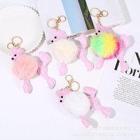 Porte-clés et breloque créatifs en forme de boule de caniche de dessin animé, chiot moelleux, avec design de corne, pour femmes, décoration de sac