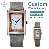 Montres automatiques classiques pour couple avec logo personnalisé OEM, 36 mm, boîtier en acier inoxydable 316L de luxe, montre-bracelet rectangulaire pour hommes
