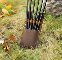Sacoche à flèches vintage marron pour arbalète, en cuir et plastique, à porter à la taille, support de flèches classique pour la chasse traditionnelle et le tir à l'arc en extérieur