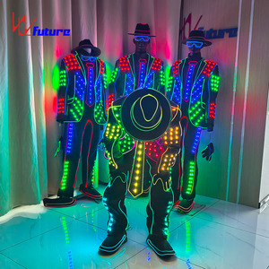 Michael Jackson LED Fiber Glow Cool Light Show Costume de danse Costume de performance de scène attrayant pour la danse de salon <span class=keywords><strong>latine</strong></span> - Product Image 2