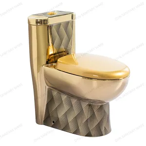 OYN louças sanitárias ouro vaso sanitário luxo uma peça vaso sanitário dourado rubor sifônico para banheiro wc