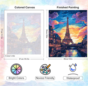 Peinture par numéros DIY Paysages de la Tour Eiffel Kit de peinture sur <span class=keywords><strong>toile</strong></span> faite <span class=keywords><strong>à</strong></span> la main <span class=keywords><strong>D</strong></span>écoration murale moderne - Product Image 3