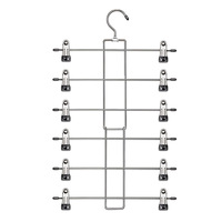 Organisateur de vêtements multifonctionnel et peu encombrant, cintre pliable en métal à 6 niveaux pour jeans, jupes et pantalons