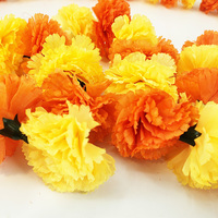 Karangan Bunga Marigold Buatan dari Sutra Warna Oranye Kuning untuk Dekorasi Pesta Festival Hari Orang Mati.