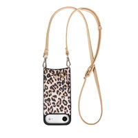Vente en gros d'étuis de téléphone en cuir véritable à imprimé léopard de luxe personnalisés avec porte-cartes pour iPhone
