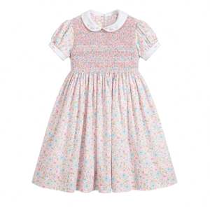 Vêtements pour enfants personnalisés, robe d'été pour bébé fille, manches courtes, robe pour fille avec col à pétales - Product Image 1