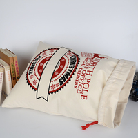 Sac de Noël en toile avec cordon de serrage, motif Père Noël, faible MOQ, impression personnalisée, sac cadeau Noël thème Bureau de poste du Pôle Nord, prix usine
