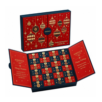 Boîte de calendrier de l'avent de Noël à double ouverture personnalisée, boîte de compte à rebours de 24 jours en carton, emballage cadeau surprise pour café et thé