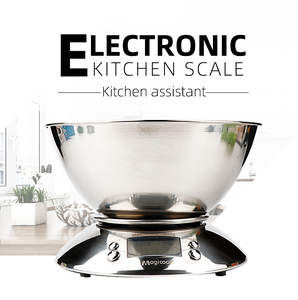 مقياس وعاء قياس للمطبخ بصوت رقمي OEM ، مقياس 5 من الفولاذ المقاوم للصدأ مع وعاء - Product Image 2