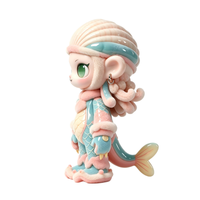 Figurine de collection sirène singe en PVC, fabrication OEM en usine chinoise, avec chapeau coquillage et finition floquée, personnalisation du logo et de l'emballage