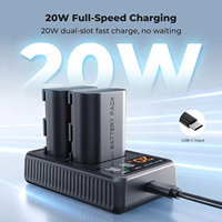 Chargeur rapide double fente K&F Concept LP-E6P pour batteries d'appareil photo Canon EOS R5 Mark II, R6 Mark III, R5, R5 C, R6, R7, R