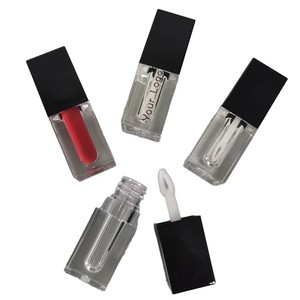 Custom logo Elegant Empty Gradient square Black pink Lip Gloss <b>Tube</b> with Big Brush Concealer Liquid Blush Eye Shadow Packaging - Product Image 5