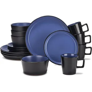 Tableware Color glaze Black and blue glazed housewares can be customized color box porcelain dinnerware set
