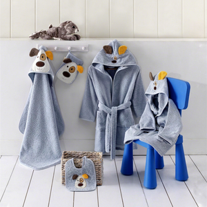 Ensemble de bain pour bébé moderne en coton biologique tissé OEM, écologique, avec broderie d'animaux mignons - Product Image 1