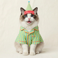 Jaypet Luxuriöser Gestreifter Halloween-Katzenpyjama mit Mütze Niedliche Weiche Baumwoll-Katzenkleidung für Kleine und Mittelgroße Katzen