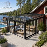 Véranda mobile moderne en aluminium et verre préfabriquée avec un design d'enceinte extérieure en verre pour serres et villas résidentielles