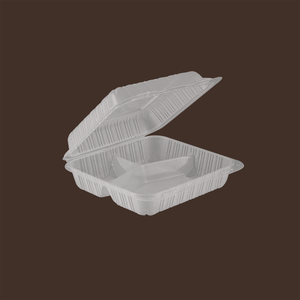 3 Compartment Microwave-Safe Plastic MFPP <b>Lunch</b> <b>Box</b> for Takeout Meal Kits and Burgers Clamshell Food Container - Product Image 3