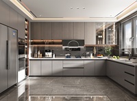 Panneaux de porte en verre MDF en forme de U personnalisés pour la maison, armoire de cuisine en bois, style moderne
